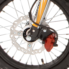 Eunorau S1 Dirt Bike front wheel and disc brake close-up