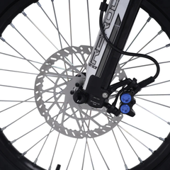 Eunorau R1+ front wheel and disc brake close-up