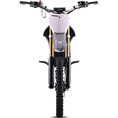 MotoTec 72V 8000W Pro Electric Dirt Bike 19/16 front view in Grey