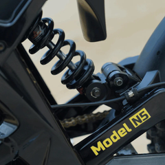 FreeGo Nova 5 Mid-Drive Off-Road Electric Dirt Bike rear suspension detail