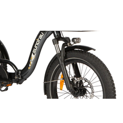 Eunorau ONE-TRIKE 2.0 front wheel, fender, and headlight close-up