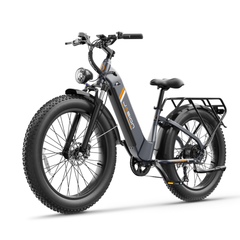 Jasion Thunder electric bike, front three-quarter view showing rear cargo rack and headlight