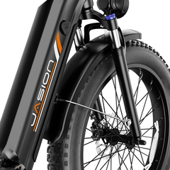 Jasion Thunder Pro ST front suspension fork and fat tire close-up