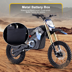 MotoTec 48V Pro 1800W Electric Dirt Bike metal battery box feature