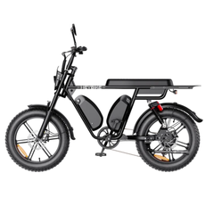 Left-side view of the black Heybike Saturn dual-battery electric bike.