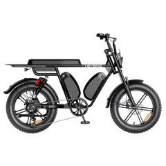 Right-side view of the black Heybike Saturn dual-battery electric bike.