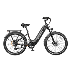 Gray Heybike Hybrid step-through electric bike shown at an angle.