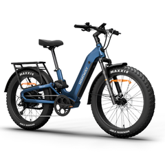 Himiway D5 2.0 ST electric bike front angled view in blue with step-through frame and fat tires