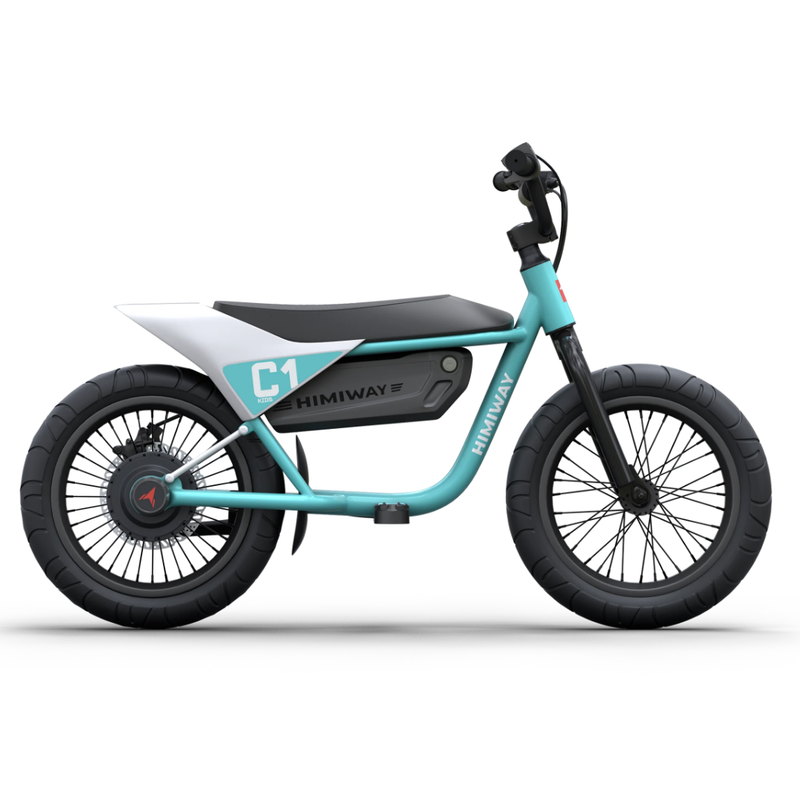 Himiway C1 Kids eBike in Cyan side view with compact frame and wide tires