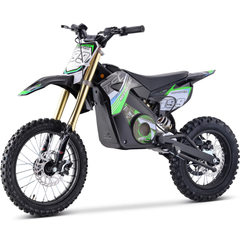 MotoTec 48V Pro 1800W Electric Dirt Bike front three-quarter view in Green