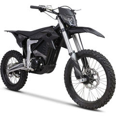 MotoTec Venom 72V 12000W Electric Dirt Bike front three-quarter view in Black
