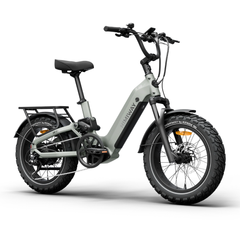 Himiway D5 2.0 20" electric bike angled side view showing step-through frame and fat tires