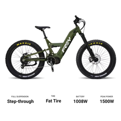 Frey CC FAT Electric Bike | Fat Tire Full Suspension Step-Through E-Bike | Bafang M620