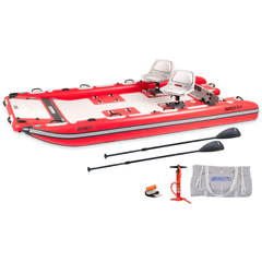Sea Eagle FastCat14 Catamaran – Deluxe 2 Person Package with seats, paddle, pump, and carry bag