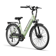 Jasion EB5 Roamer ST electric bike, Pale Green front three-quarter view