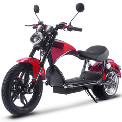 MotoTec Raven 60V 30Ah 2500W Lithium Electric Scooter front three-quarter view in Red