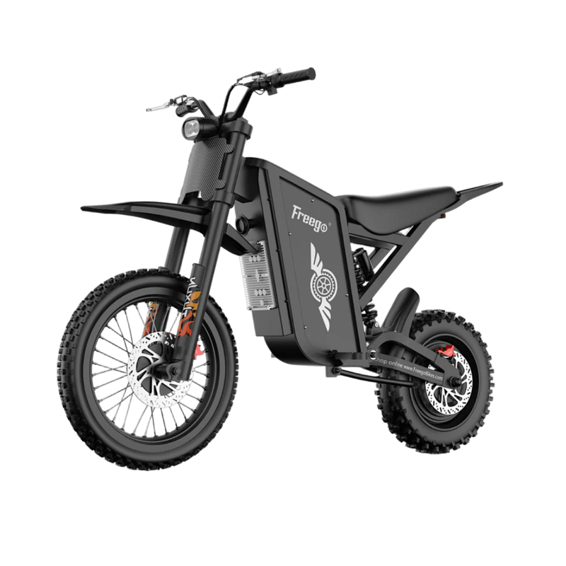 FreeGo X0 Electric Mini Bike black studio front angle view