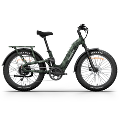 Himiway D5 2.0 Camo electric bike side view with camouflage frame, rear rack, and fat tires