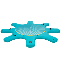 Aqua Marina Yoga Dock 9'6" angled view showing full inflatable dock shape and deck pad