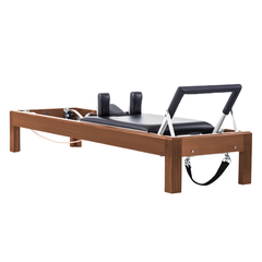 Legacy Pilates Apparatus 80" Teak Pilates Reformer with black carriage and footbar