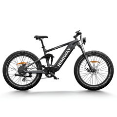 Himiway D7 / Full Suspension Electric Hunting Bike side view with full suspension frame and fat tires
