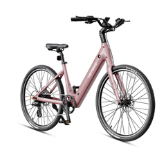 Heybike Venus Electric Bike in Rose Gold front three-quarter view