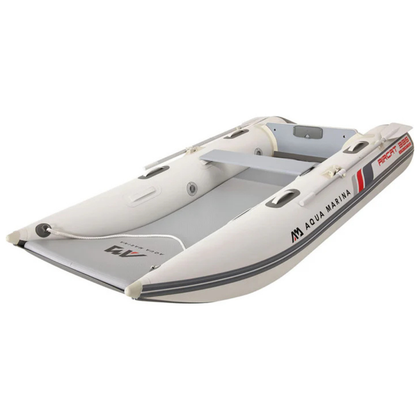 Aqua Marina AIRCAT 3.35m Inflatable Catamaran angled view showing open deck and twin hull design