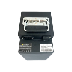 Yozma IN 10 Battery top view showing the carrying handle, charging port, and power connector
