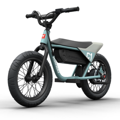 Himiway C1 Kids eBike front angled view in Bluish Gray with compact frame and wide tires