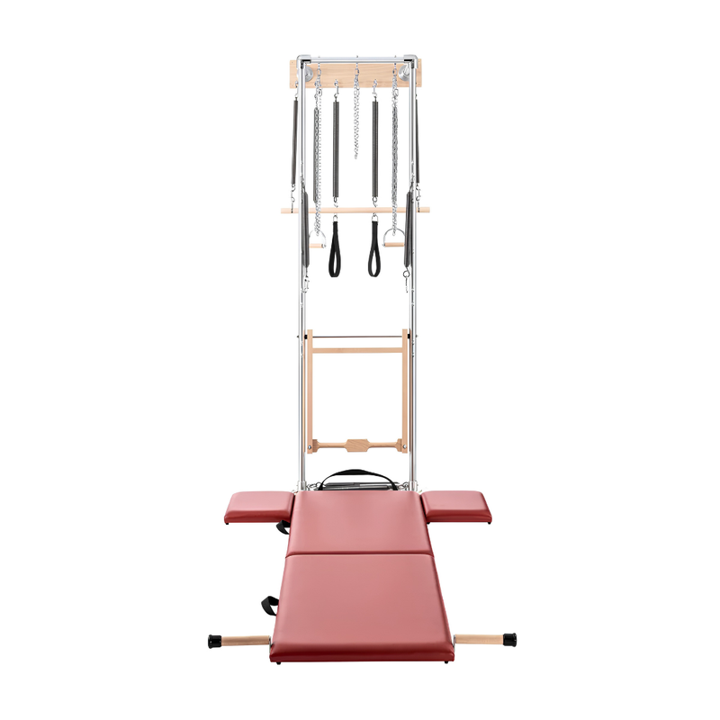 Front view of Legacy Pilates Apparatus Pilates Wall Unit with Foldable Low Mat