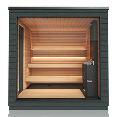 SaunaLife G6 5-Person Pre-Assembled Outdoor Sauna Glass Front