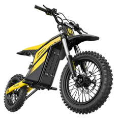 Low-angle front view of the Classic yellow Heybike Villain.