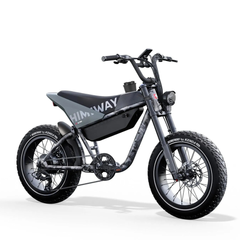 Himiway C5 electric bike front angled view in black with headlight, fat tires, and long saddle