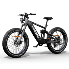 Himiway D7 / Full Suspension Electric Hunting Bike front angled view with fat tires and suspension fork
