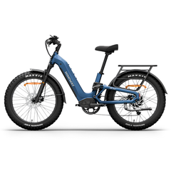Himiway D5 2.0 ST electric bike side view in blue with rear rack and fat tires