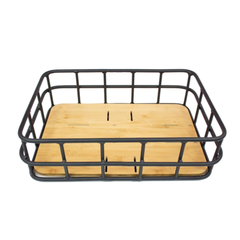 Blix Large Basket with black metal frame and bamboo base front view