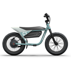 Himiway C1 Kids eBike in Bluish Gray side view with compact frame and wide tires