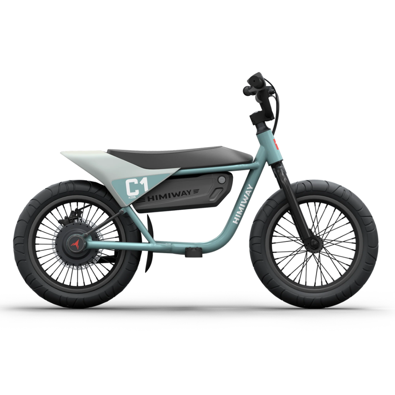 Himiway C1 Kids eBike in Bluish Gray side view with compact frame and wide tires