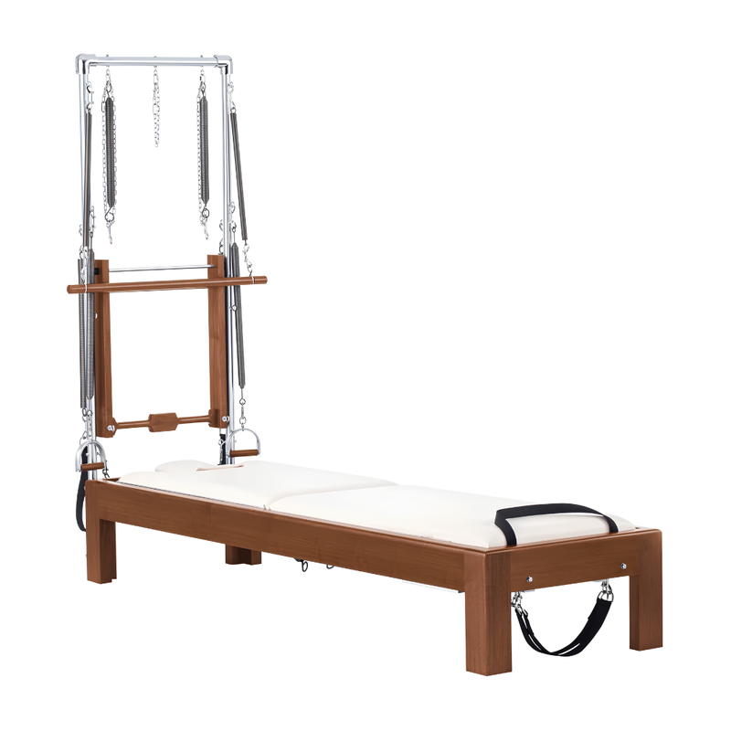 Legacy Pilates Apparatus Teak Pilates Reformer / Tower Combination with extended carriage platform
