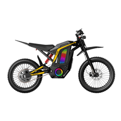 FreeGo Nova 4 Mid-Drive Electric Dirt Bike black and yellow studio side view