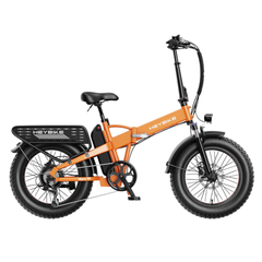 Orange Heybike Mars 2.0 folding electric bike shown from the side.