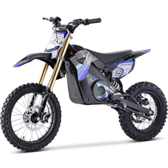 MotoTec 48V Pro 1800W Electric Dirt Bike front three-quarter view in Blue