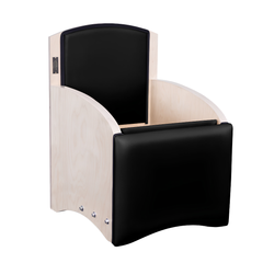 Rear view of Legacy Pilates Apparatus Maple Pilates Wunda Chair with black padding