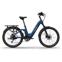 Himiway A7 electric bike in Midnight Blue side view with rear rack and step-through frame