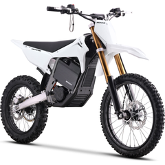 MotoTec 72V 8000W Pro Electric Dirt Bike 19/16 front three-quarter view in White