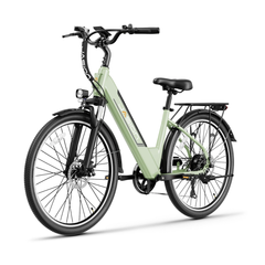 Jasion EB5 Roamer ST electric bike, Pale Green rear three-quarter view