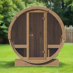 SaunaLife E7G 4-Person Barrel Sauna 6ft5 Height Glass Front