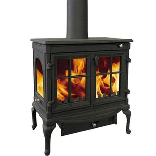 LARGE WOOD - BURNING HEATER WITH CHIMNEY