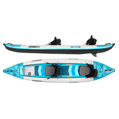 Sea Eagle 385ft FastTrack Deluxe Solo V-Bottom Pkg side and overhead view
