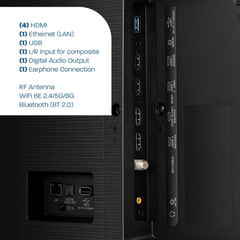 Platinum Series - MirageVision Full Sun Outdoor TV – rear connection panel with HDMI, Ethernet, USB, optical audio and RF inputs